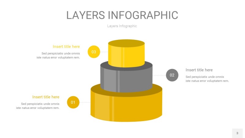 灰黄色3D分层PPT信息图3
