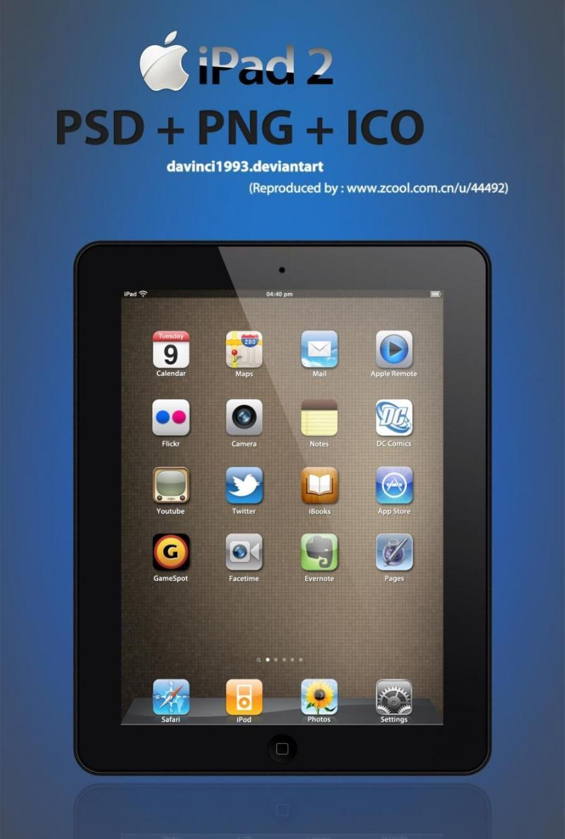 iPad2 Black PSD+PNG+ICO 超精细iPad2分层PSD素材[转载][非原创]