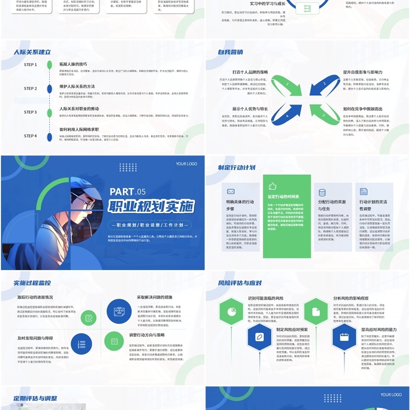 蓝色简约风职业生涯规划报告PPT模板