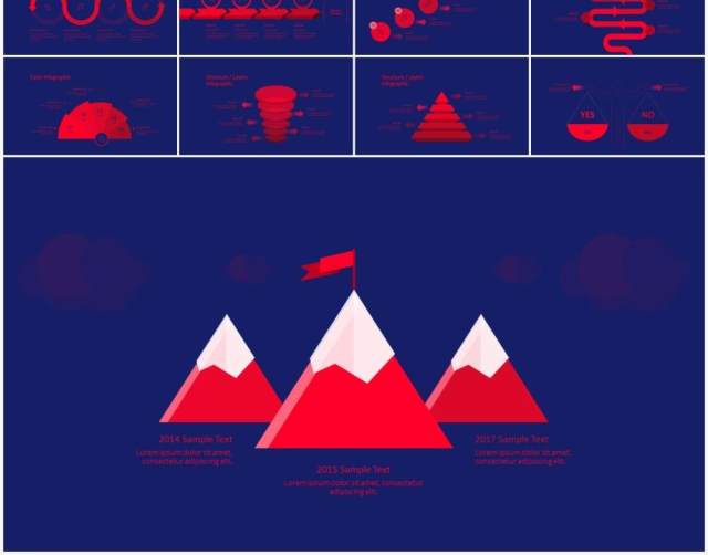 红蓝色创意策略设计提案宣传展示时尚企业电子商务业务介绍PPT模板Duotone - Powerpoint Template