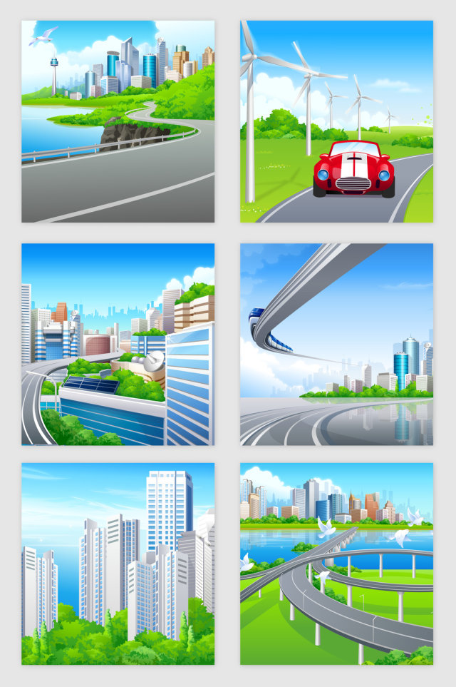 清新春天大自然公路矢量素材 清新春天大自然公路矢量素材
