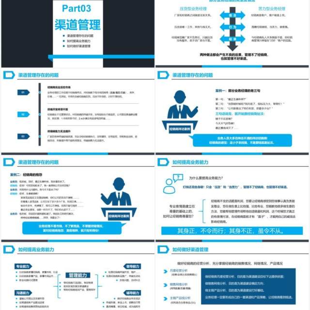 简约蓝色商务风营销市场渠道建设与管理企业职场培训PPT模板