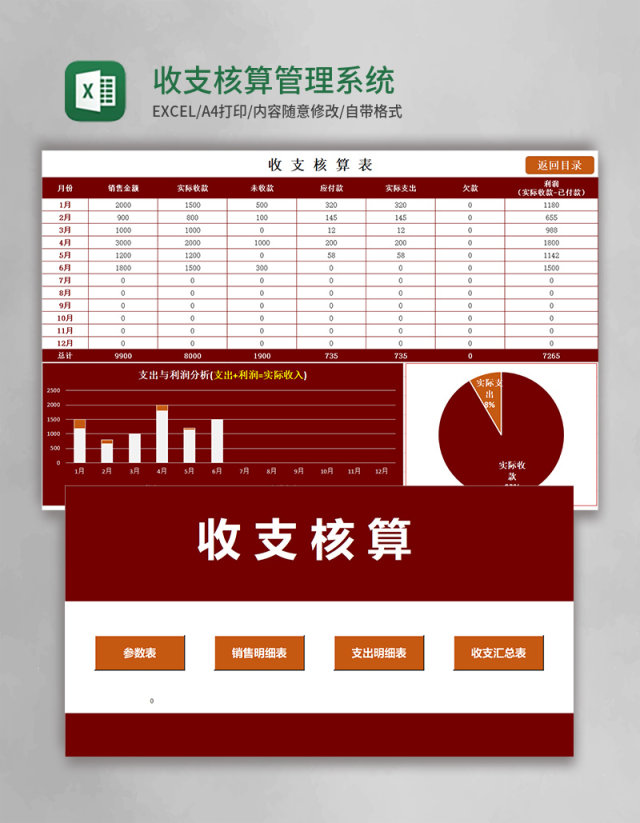 收支核算管理系统excel表格模板