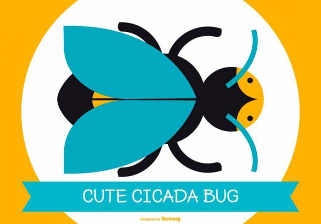 可爱的平面样式蝉BugIllustration 可爱的平面样式蝉BugIllustration