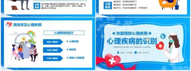 蓝色卡通关爱预防心理疾病PPT动态模板 蓝色卡通关爱预防心理疾病PPT动态模板