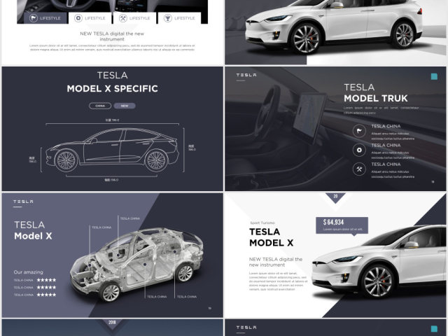 2018特斯拉新能源电动汽车ppt模板