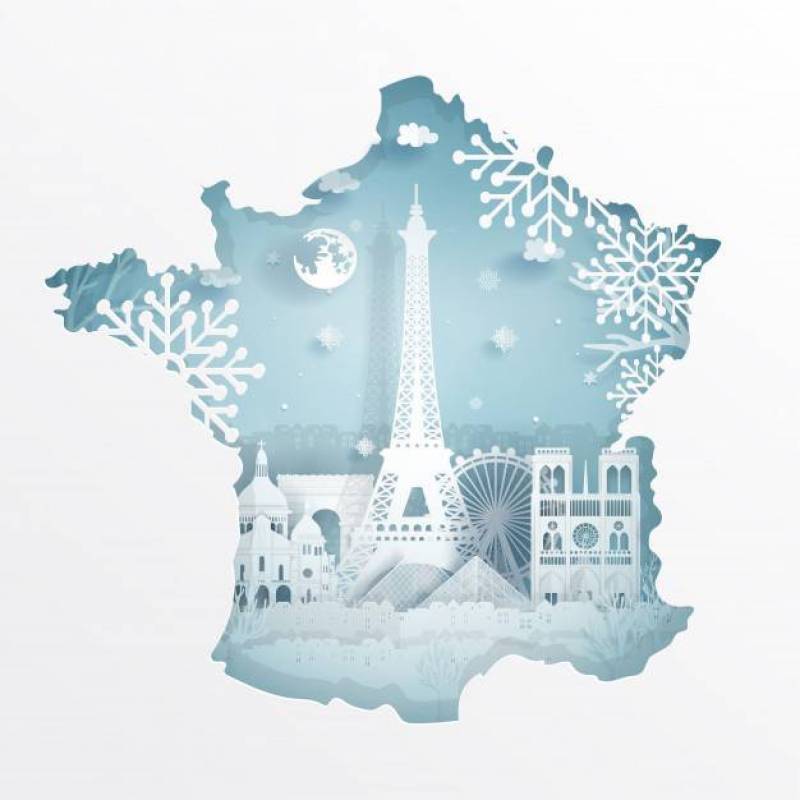 Paris, France map winter season