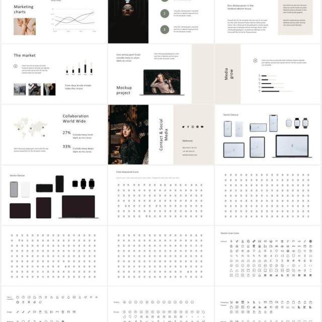 个人简历工作报告图文展示PPT模板LORA - Powerpoint Template