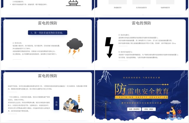 蓝色卡通风防雷电安全教育PPT模板 蓝色卡通风防雷电安全教育PPT模板