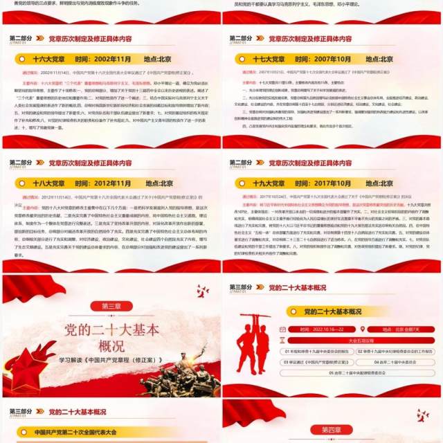 红色党政风中国共产党章程介绍PPT模板 红色党政风中国共产党章程介绍PPT模板
