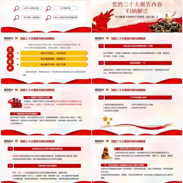 红色党政风中国共产党章程介绍PPT模板 红色党政风中国共产党章程介绍PPT模板
