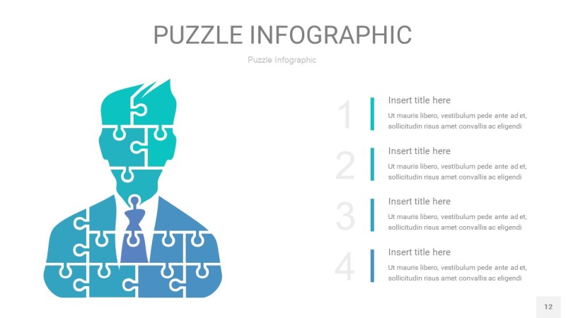 宝石绿拼图PPT图表12
