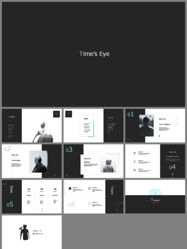 简约黑白时尚艺术PPT模板