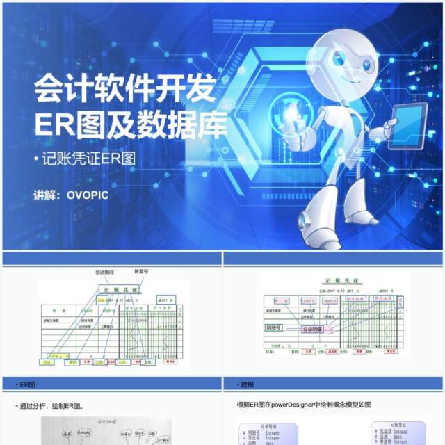 会计软件开发er图及数据库PPT模板 会计软件开发er图及数据库PPT模板