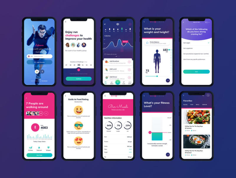 享受运行挑战，以改善您的健康，Lifesum健康和健身移动应用程序 - UI工具包