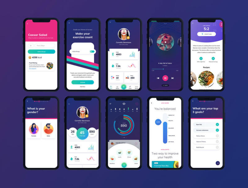 享受运行挑战，以改善您的健康，Lifesum健康和健身移动应用程序 - UI工具包