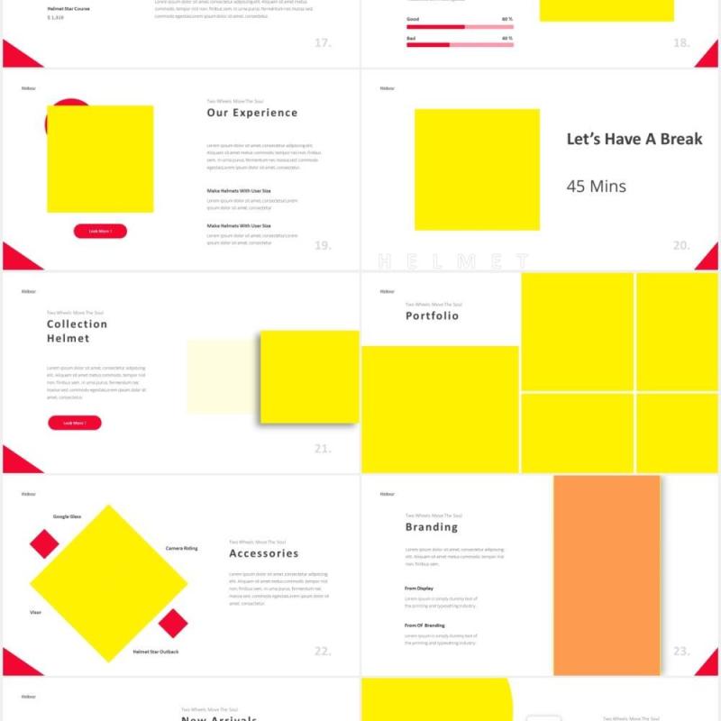 头盔商店防护帽宣传介绍PPT图片排版设计模板Helmet Shop Powerpoint Template