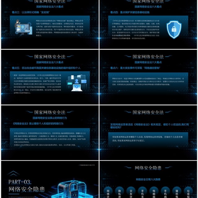 蓝色科技风网络安全讲座PPT模板