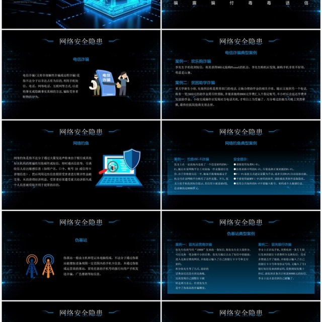 蓝色科技风网络安全讲座PPT模板