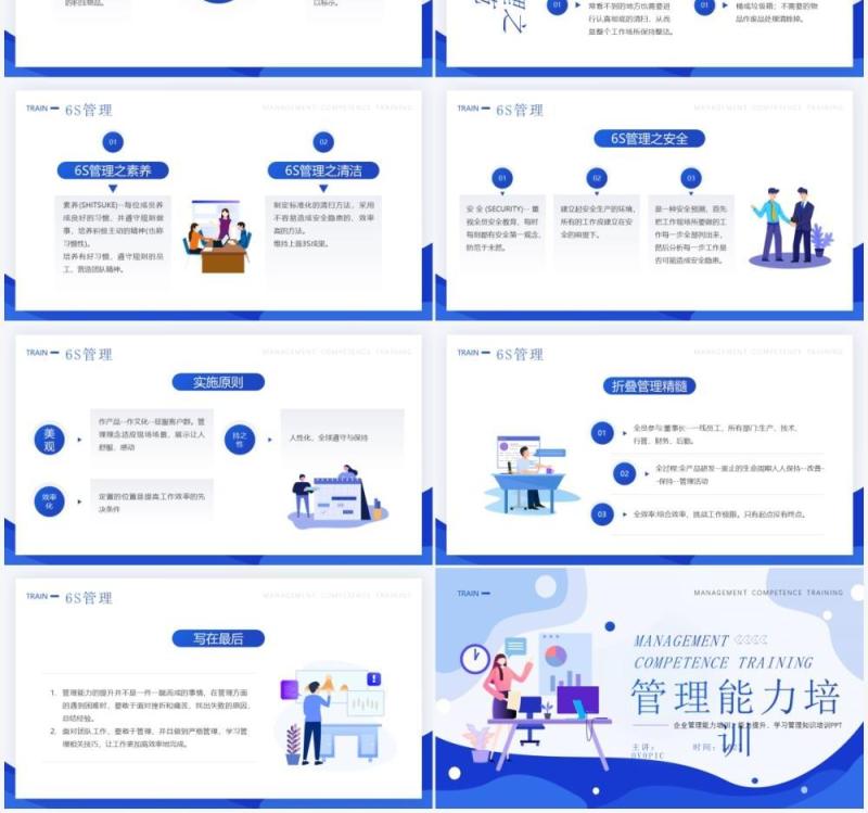 蓝色插画风管理能力培训PPT模板
