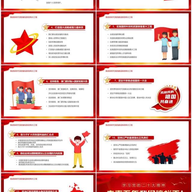 红色卡通风未来五年我们这样干学习党的二十大精神PPT模板 红色卡通风未来五年我们这样干学习党的二十大精神PPT模板