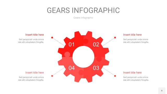 红色齿轮PPT信息图9