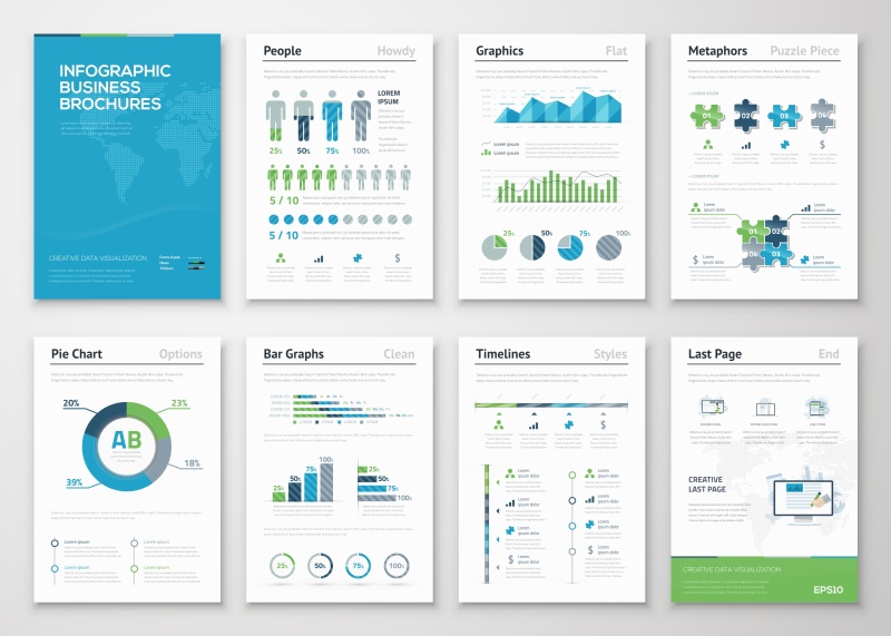 带有信息图形元素的传单和小册子10