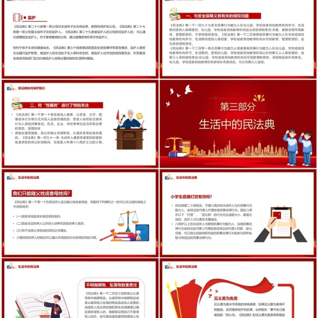 红色卡通风典亮青春护航成长民法典学习PPT模板 红色卡通风典亮青春护航成长民法典学习PPT模板
