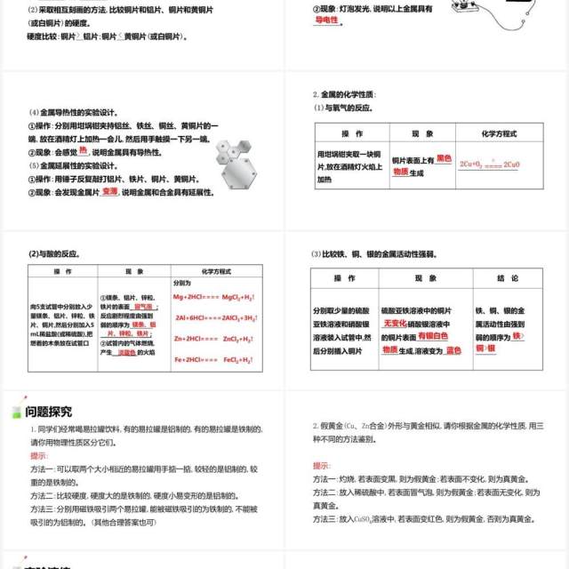 部编版九年级化学下册金属的物理性质和某些化学性质课件PPT模板