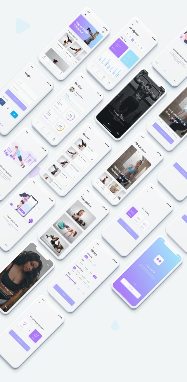 Run＆Fit Fitness App UI套件采用Sketch，XD和Figma，Run＆Fit Fitness App UI套件设计