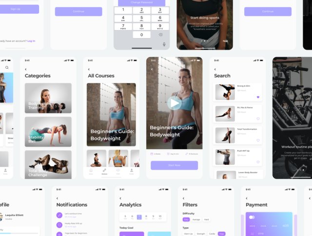 Run＆Fit Fitness App UI套件采用Sketch，XD和Figma，Run＆Fit Fitness App UI套件设计