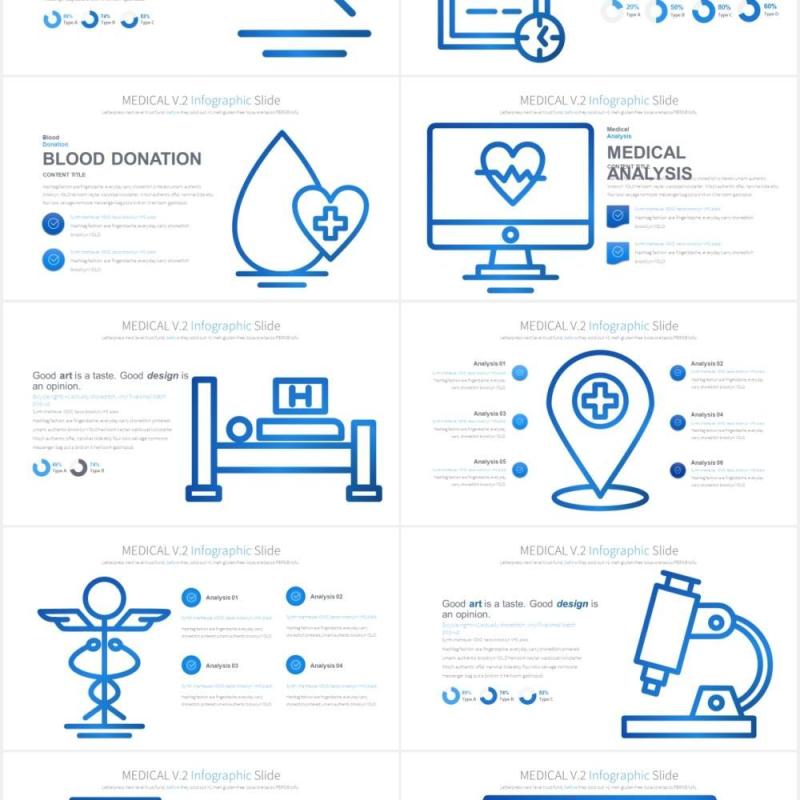 11套色系医学医疗PPT创意图形素材MEDICAL V.2 - PowerPoint Infographics