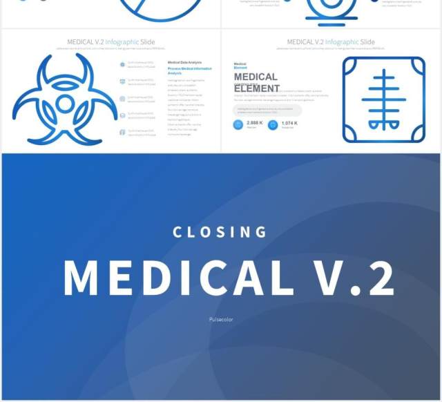 11套色系医学医疗PPT创意图形素材MEDICAL V.2 - PowerPoint Infographics