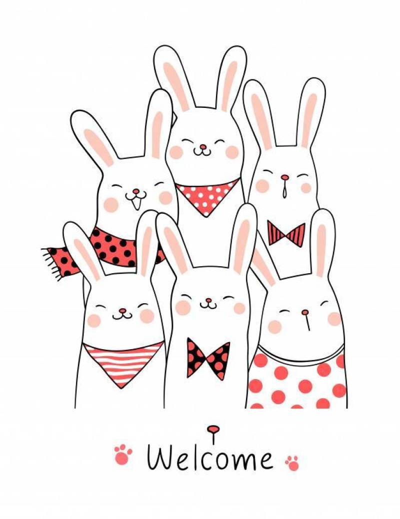 用词欢迎画出可爱的兔子