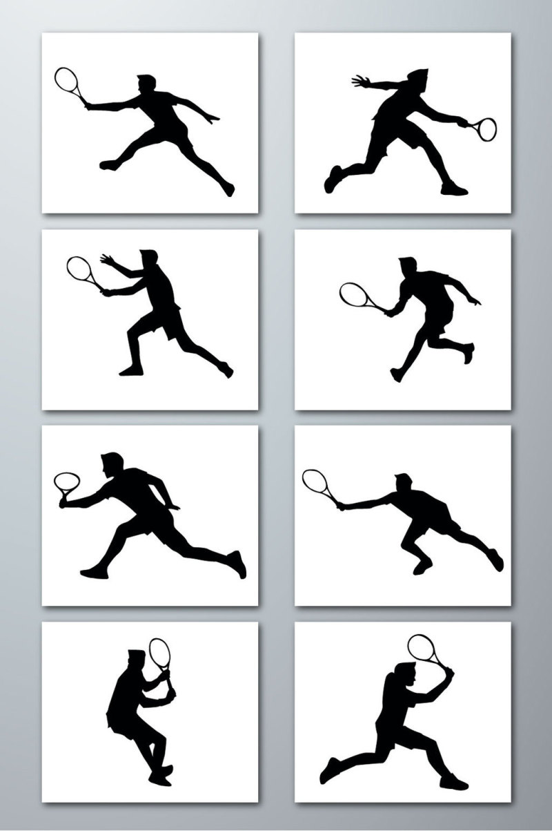 网球运动人物剪影素材