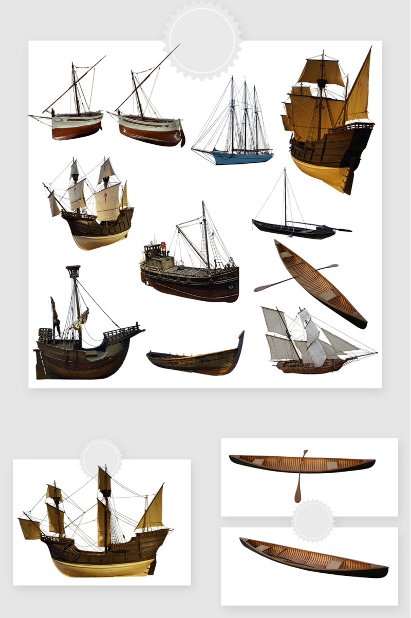 高清免抠中世纪帆船素材