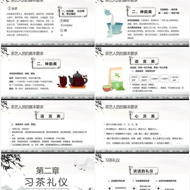 水墨中国风茶艺礼仪培训PPT模板