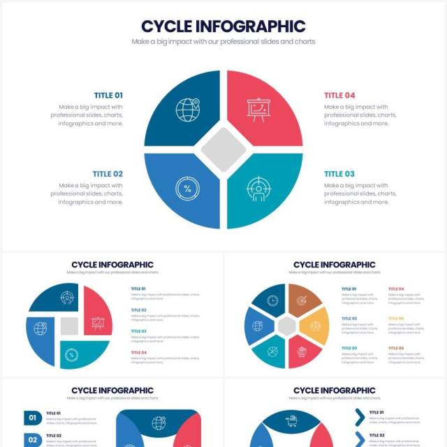 创意色彩循环关系信息图表PPT素材Cycle Powerpoint Infographics