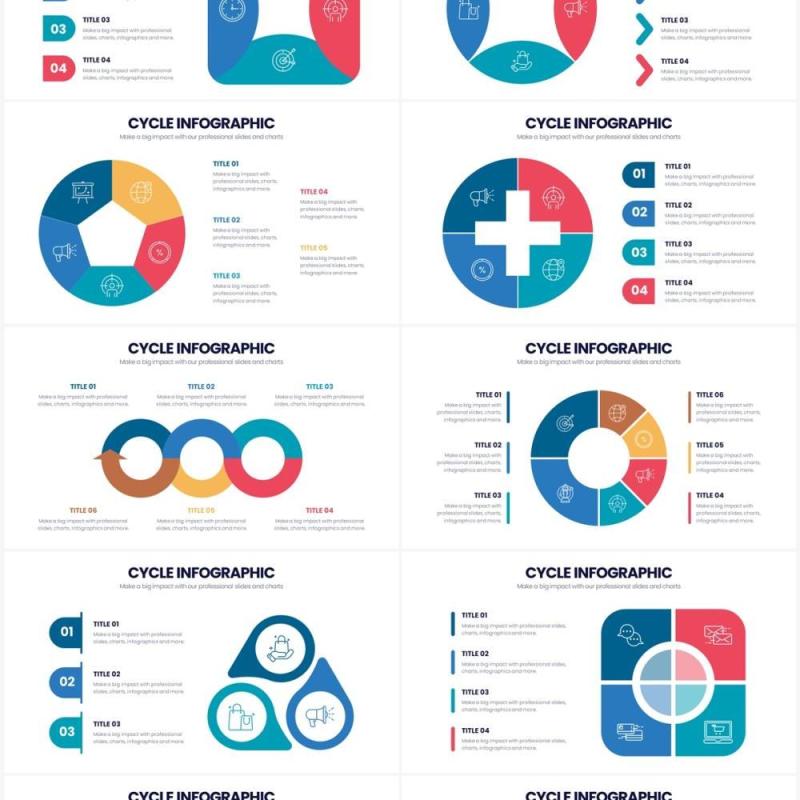 创意色彩循环关系信息图表PPT素材Cycle Powerpoint Infographics