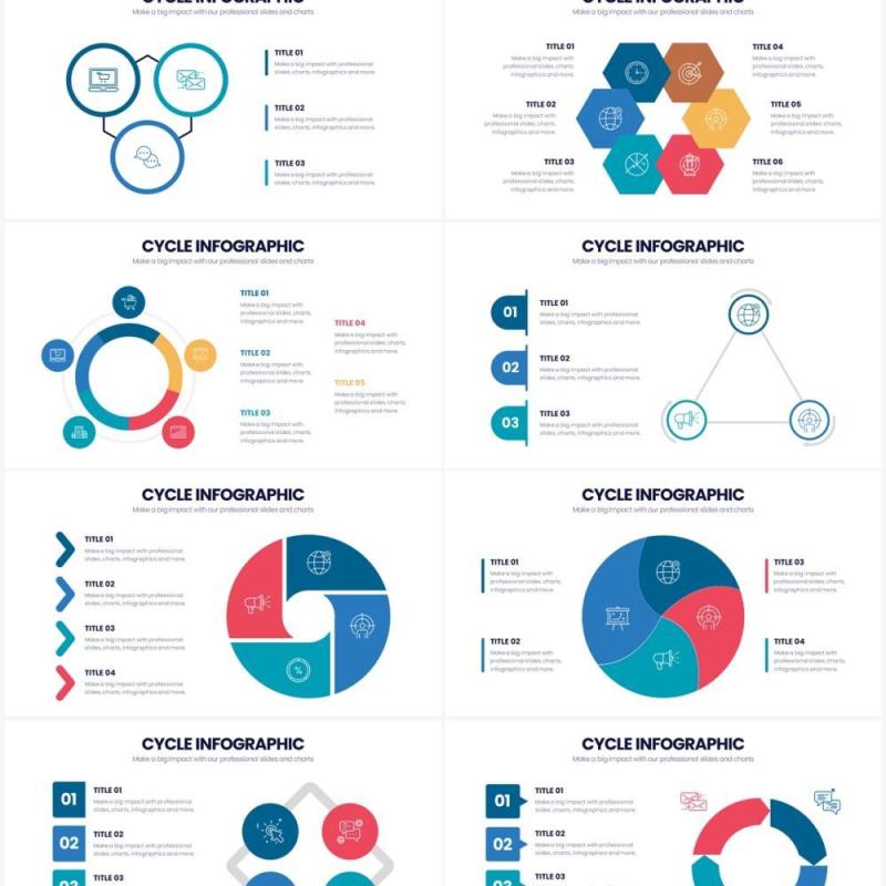 创意色彩循环关系信息图表PPT素材Cycle Powerpoint Infographics