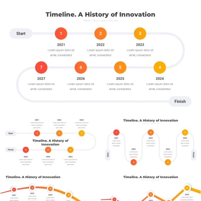 创新时间轴时间线PPT模板Timeline. A History of Innovation2