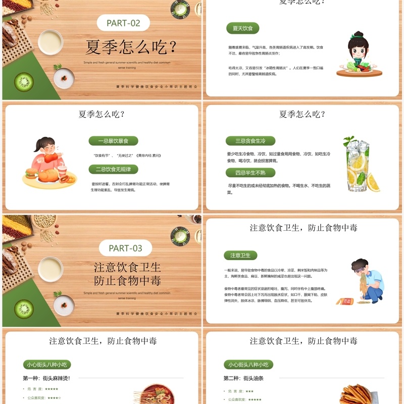绿色简约风夏季健康饮食知识PPT模板