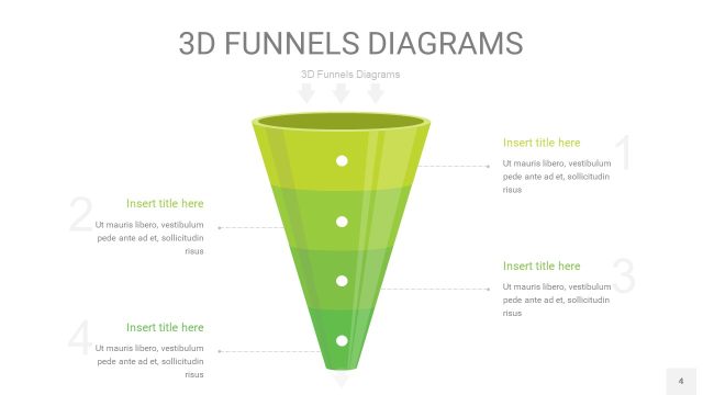 浅绿色3D漏斗PPT信息图表4