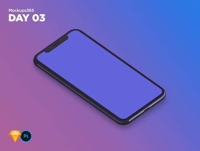 Sketch＆Photoshop，Mockups 365：第3天的逼真iPhone X等距样机