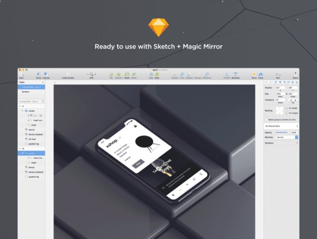 Sketch&Photoshop,Mockups 365:第3天的逼真iPhone X等距样机 Sketch&Photoshop,Mockups 365:第3天的逼真iPhone X等距样机