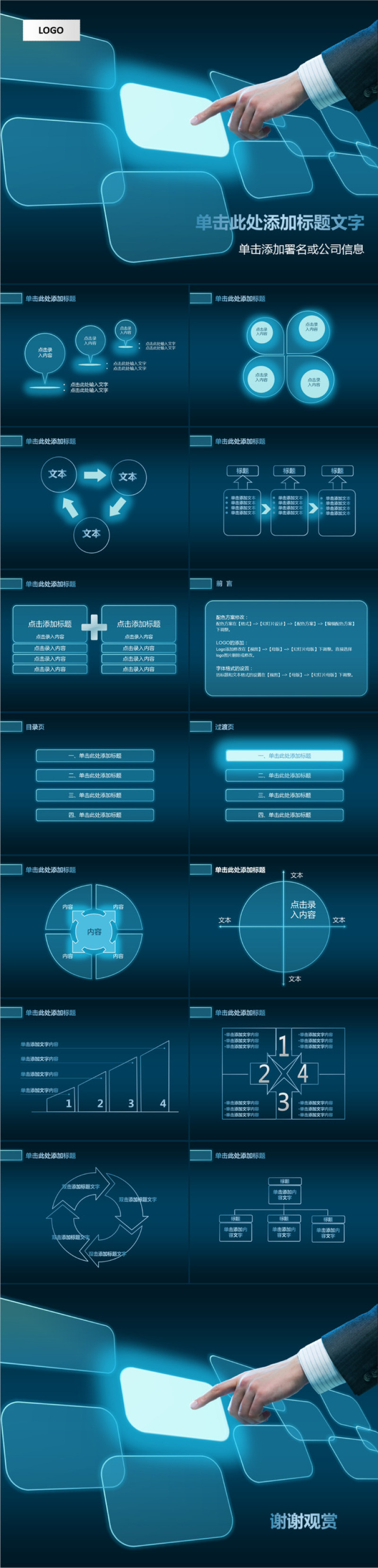 蓝色科技商务触摸屏动态PPT
