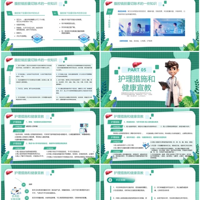 绿色卡通风胆囊结石健康管理PPT模板 绿色卡通风胆囊结石健康管理PPT模板