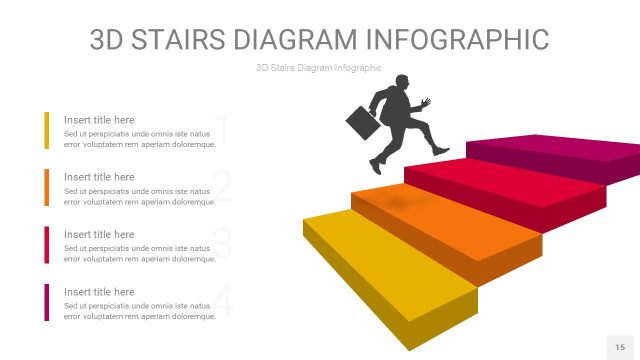 多色3D阶梯PPT图表15