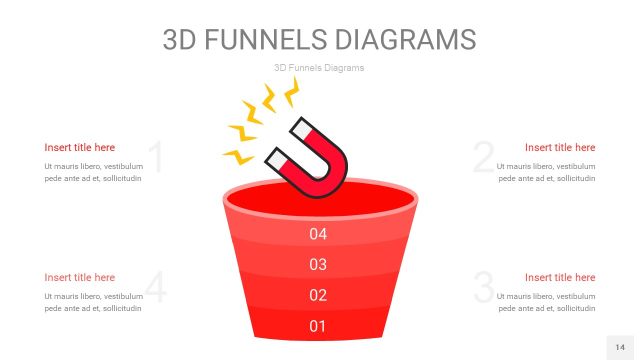 红色3D漏斗PPT信息图表14