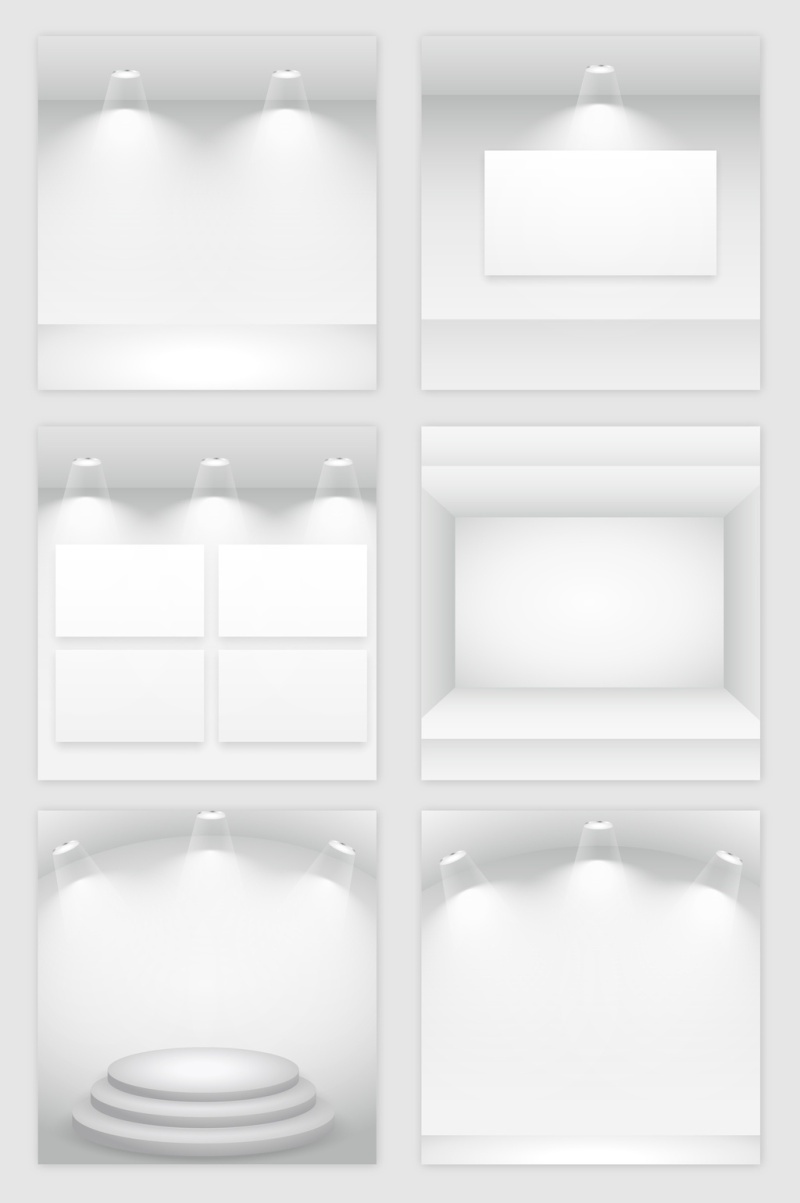 白色空房子灯光模型矢量素材